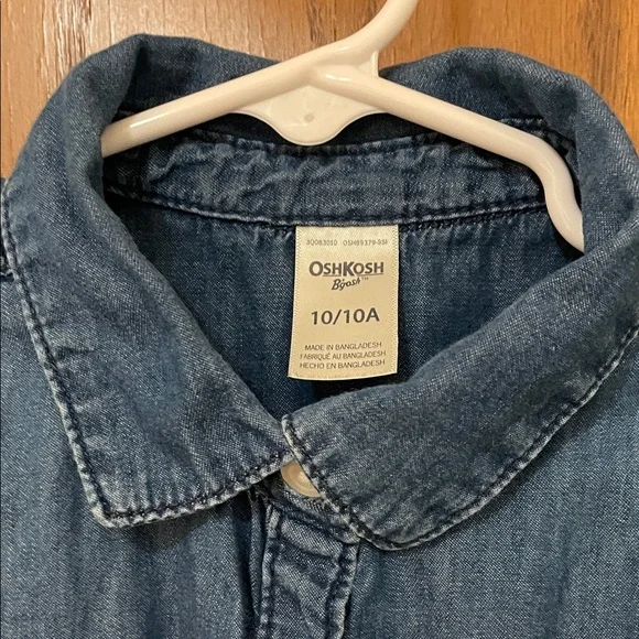 OshKosh B'gosh UGC Girls Size 10 Denim Chambray and Navy Tulle Dress - Picture 2 of 11